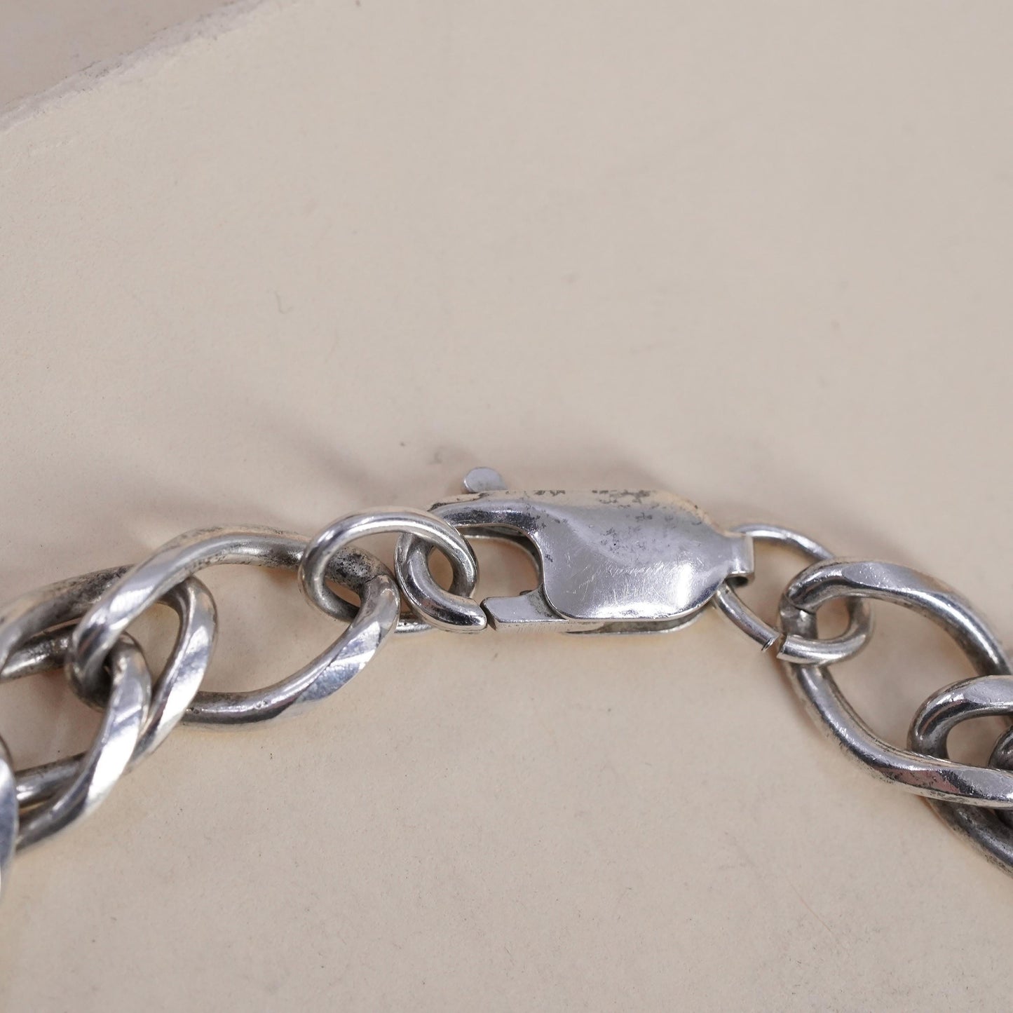 7.25" 8mm, Vintage sterling silver bracelet, 925 double curb chain