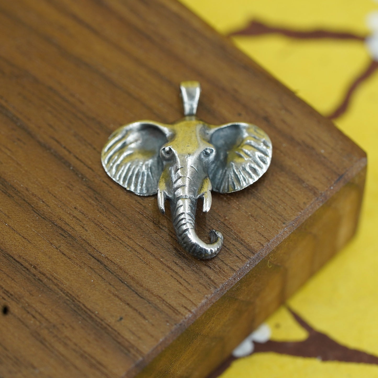 Vintage Sterling silver handmade pendant, 925 elephant head