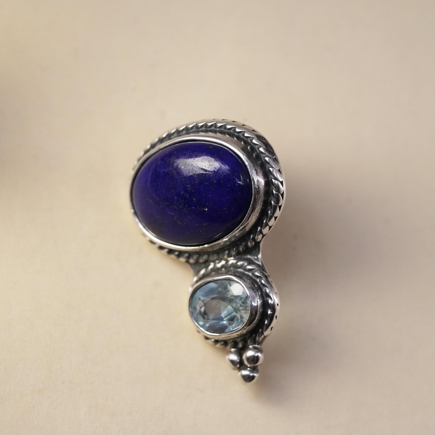 Native American Shube single earring. Navajo Sterling 925 silver stud lapis