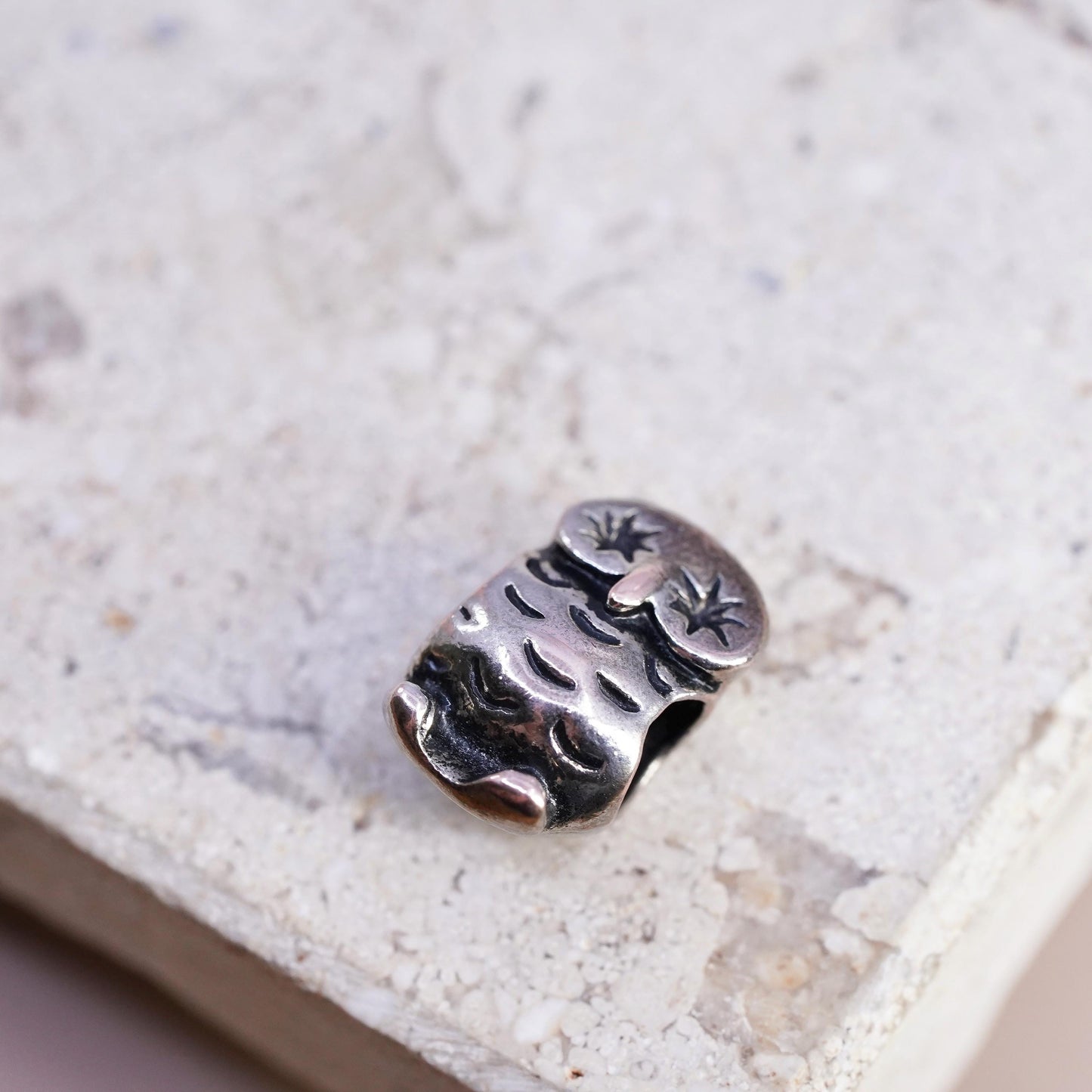 vintage copper owl bead charm, no mark