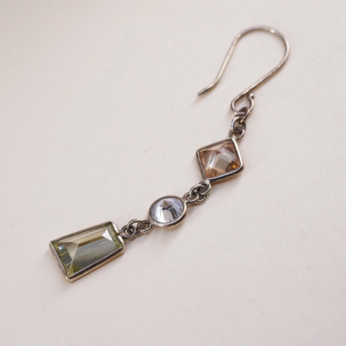vintage vermeil gold over sterling silver 925 handmade single crystal earring