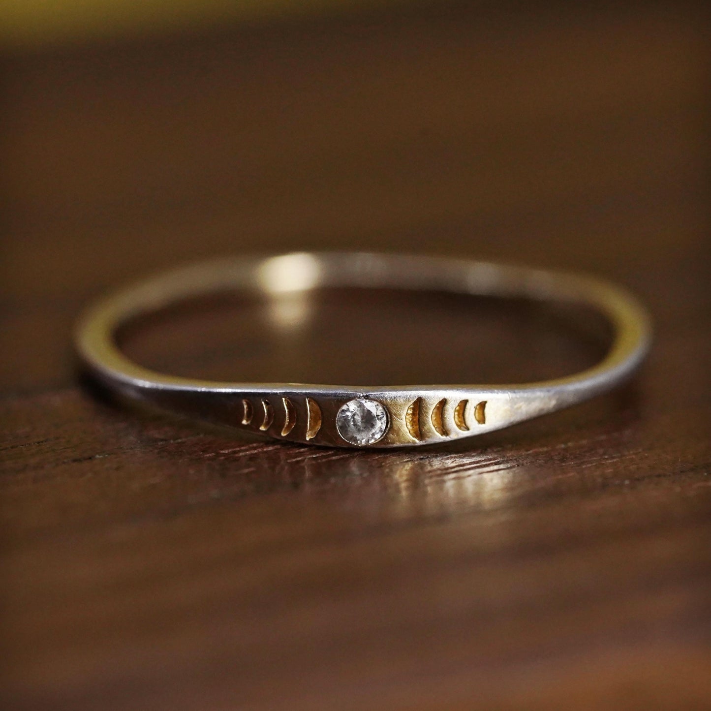 Size 6, VTG vermeil gold over Sterling silver handmade ring, 925 thin band cz