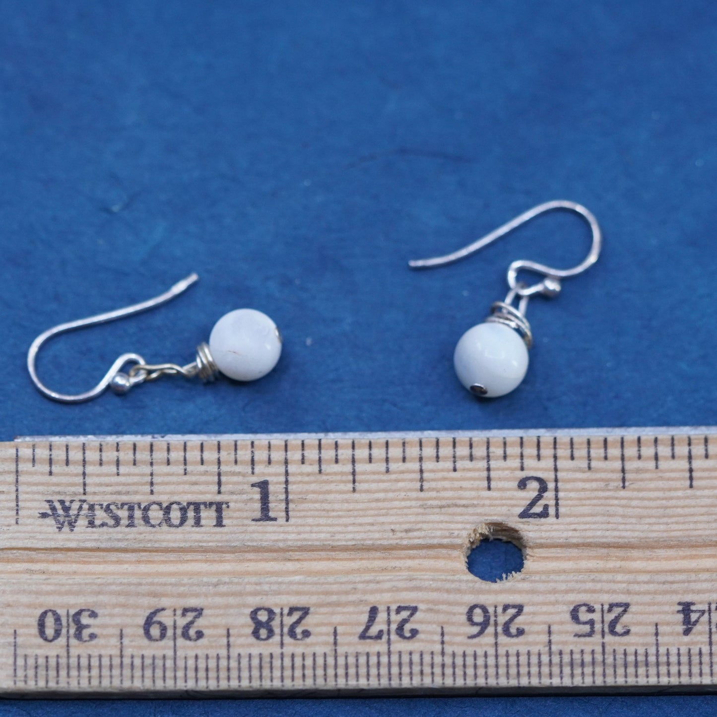 Vintage sterling silver handmade earrings, 925 hooks with moonstone beads