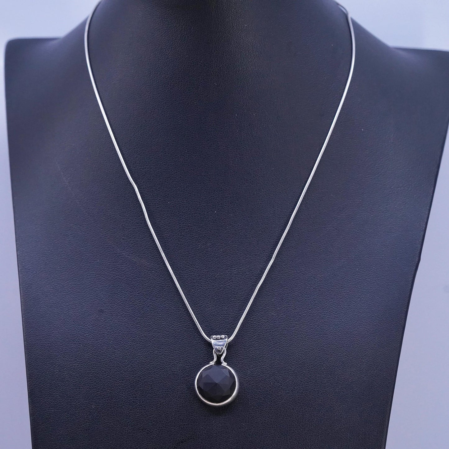16”, vintage Silpada sterling silver 925 snake chain necklace with wood pendant