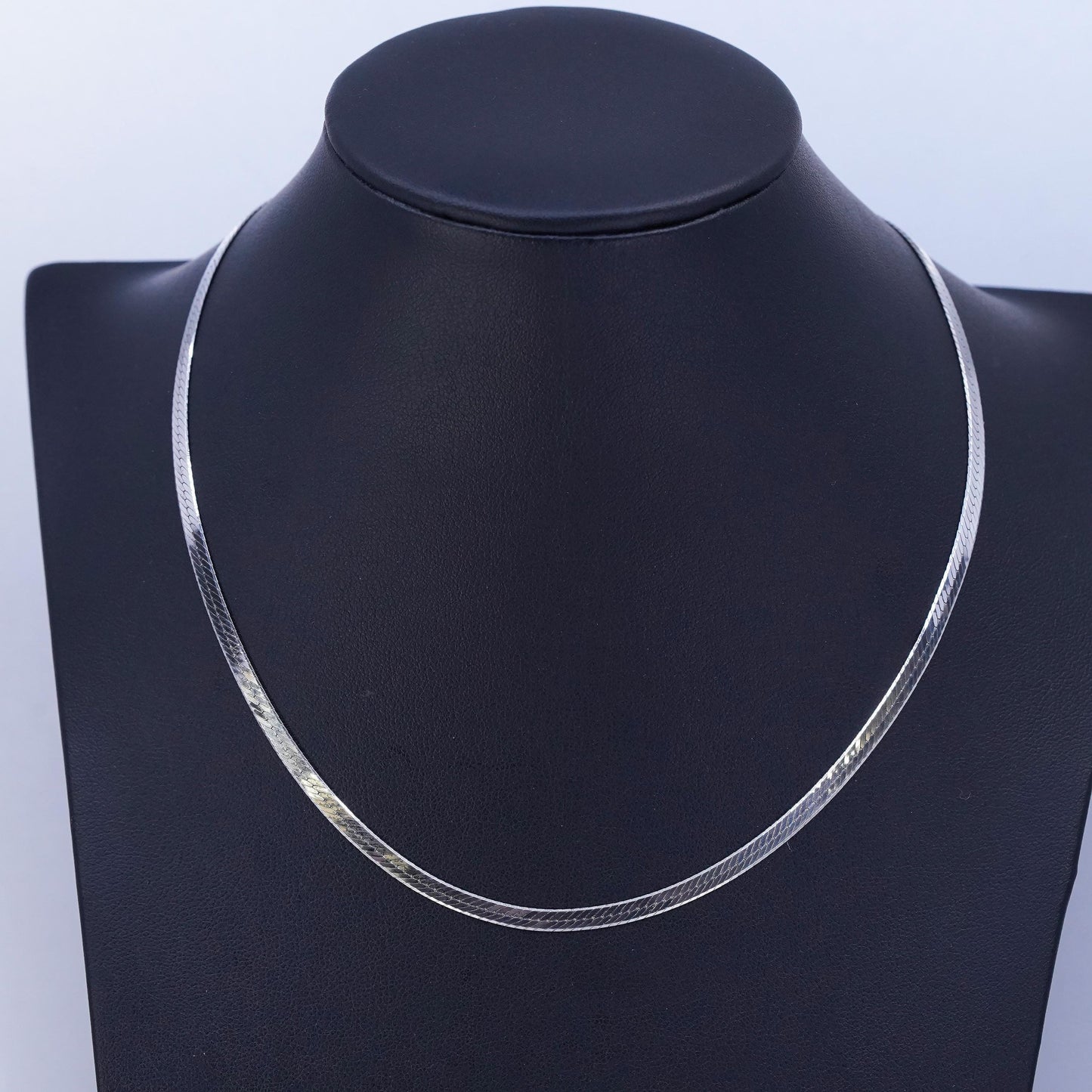 16” 3mm, vintage Italy Sterling 925 silver herringbone chain necklace
