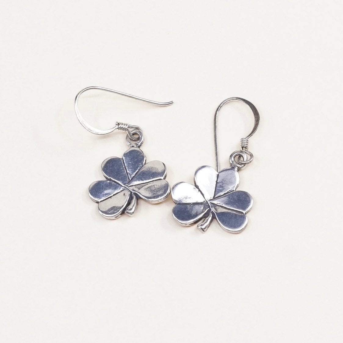 VTG sterling silver handmade earrings, 925 clover dangle