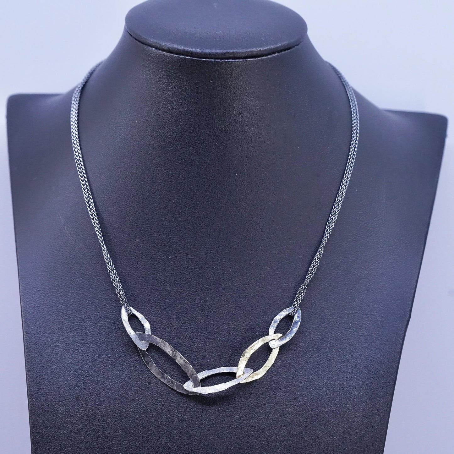 16+2", Silpada Sterling Silver 925 double strands wheat necklace leafy pendant