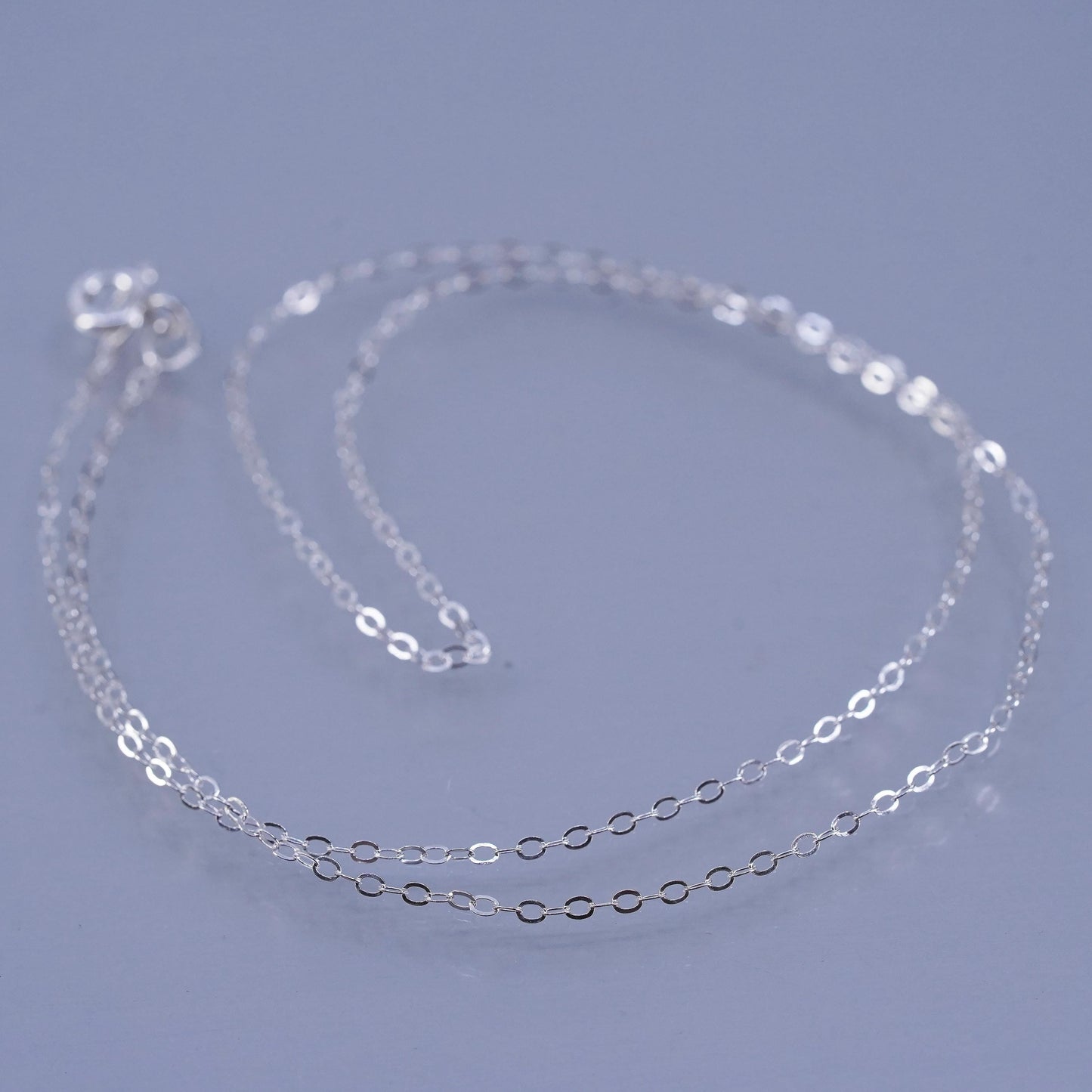 16” 1.6mm, vintage Italian Sterling 925 silver flatten circle chain necklace