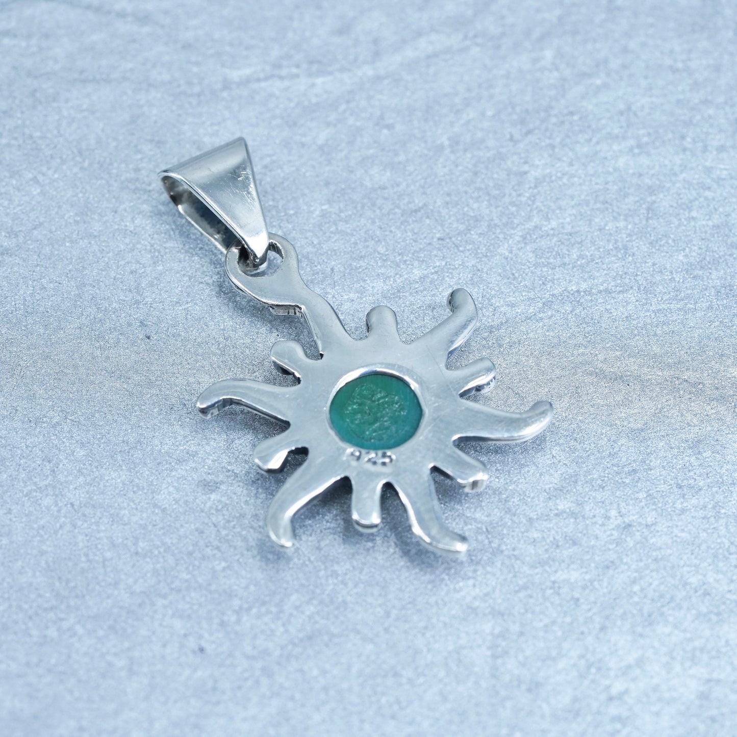 vintage Native American sterling 925 silver sun pendant with turquoise