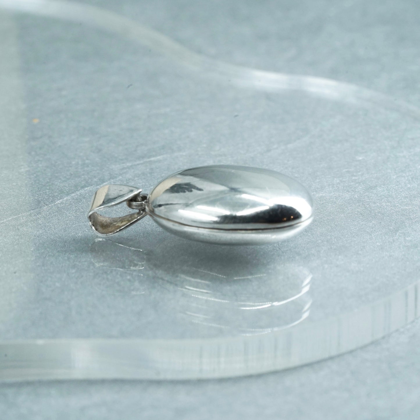 Vintage Sterling silver pendant charm, 925 oval two photos locket