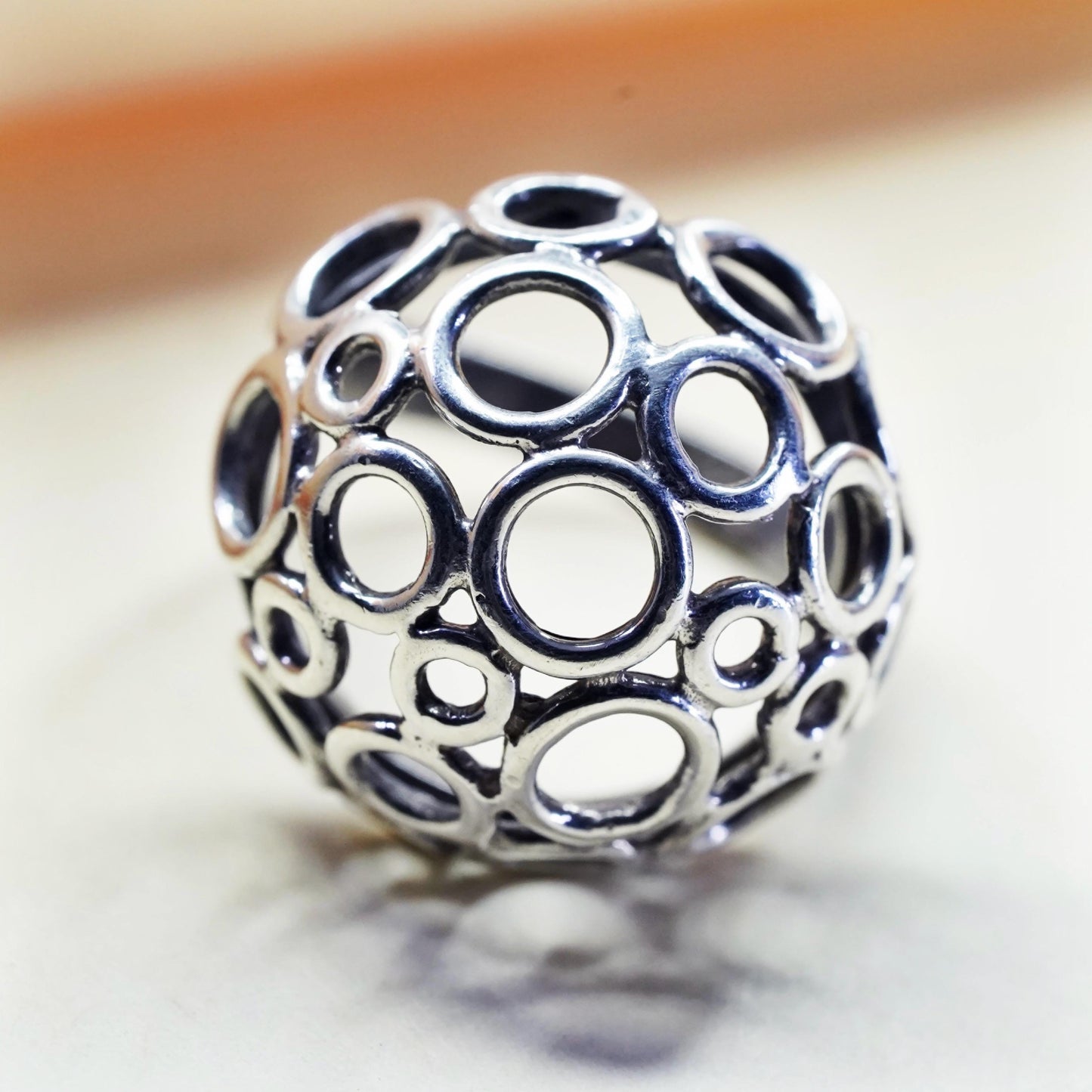 Size 5.75, vintage modern sterling silver handmade ring, 925 circle dome band