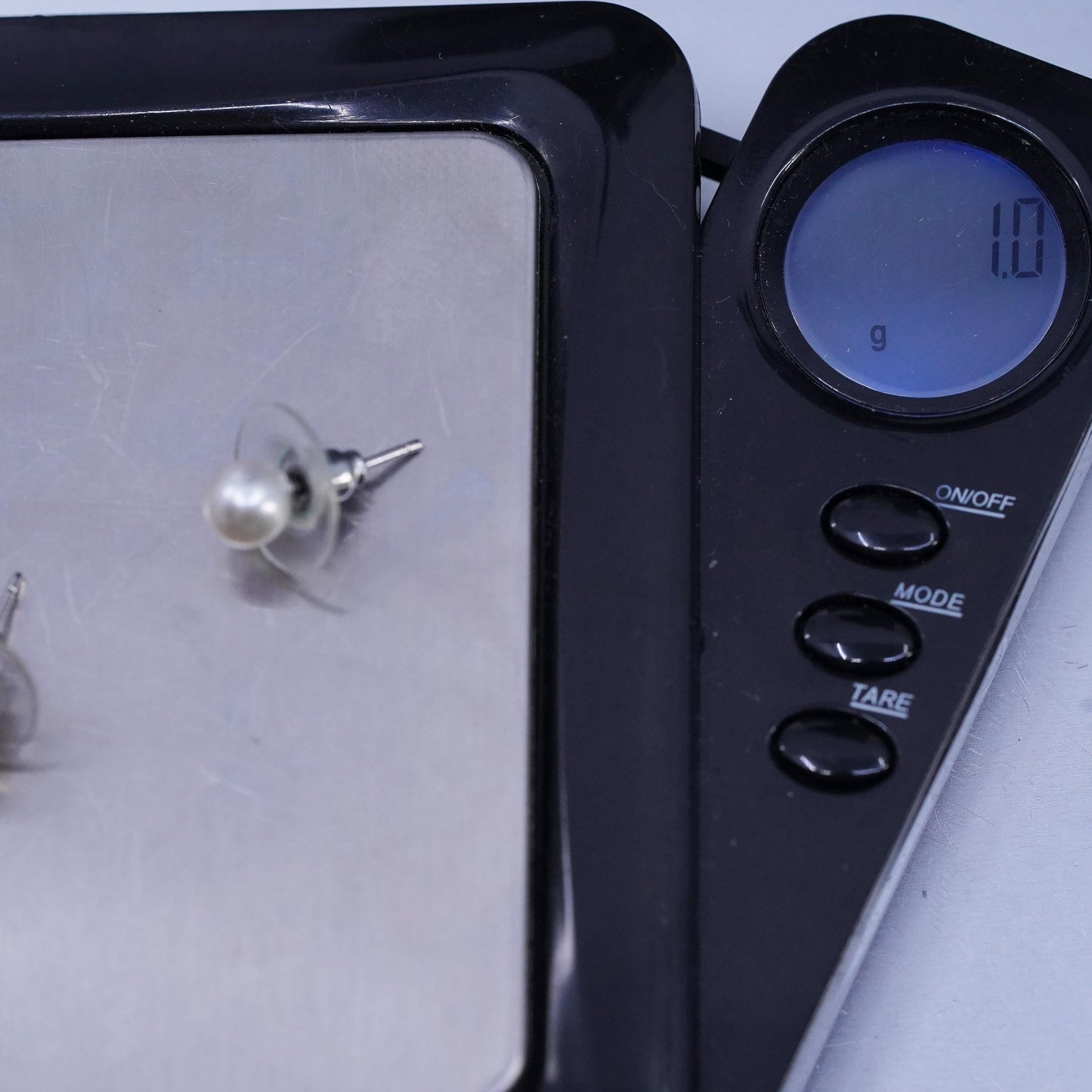 5mm, Vintage Sterling 925 silver handmade earrings, studs with pearl