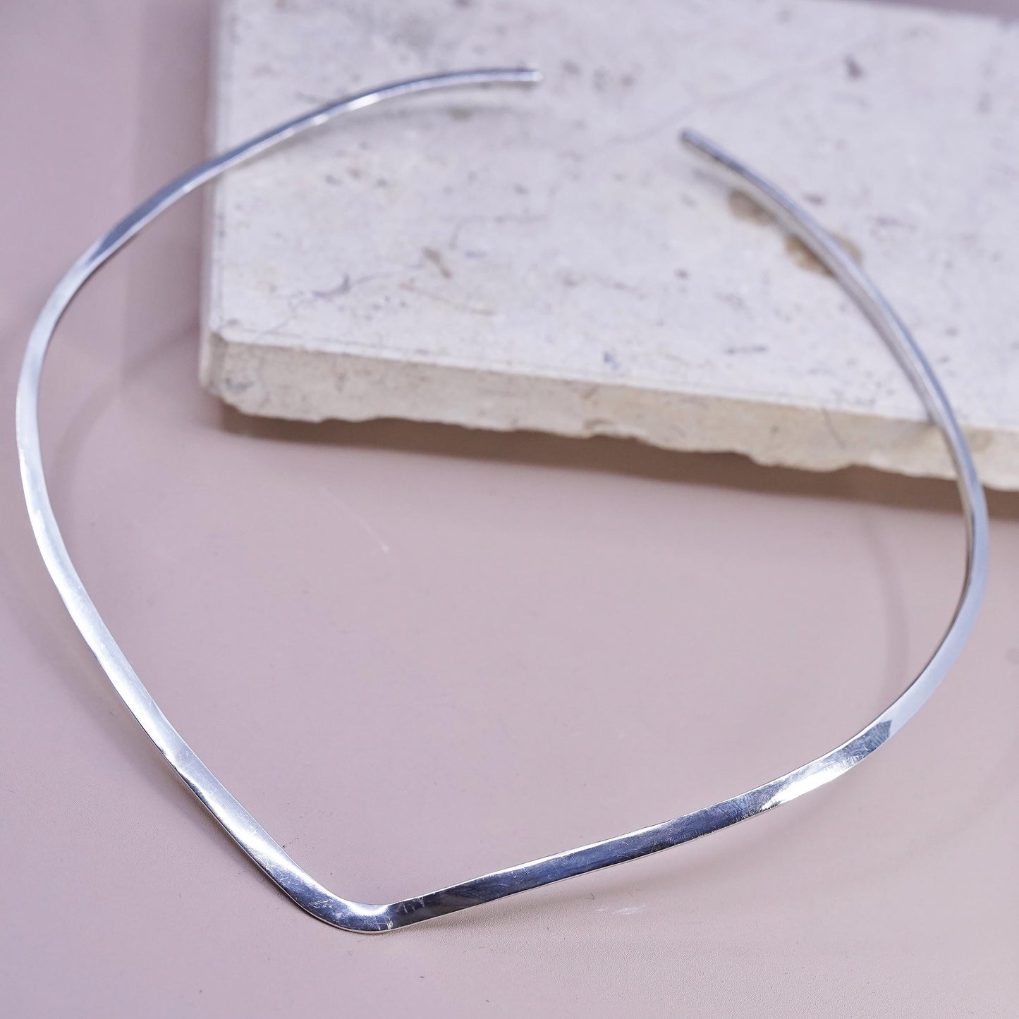 14", vintage Sterling silver necklace, woven braided 925 choker collar necklace