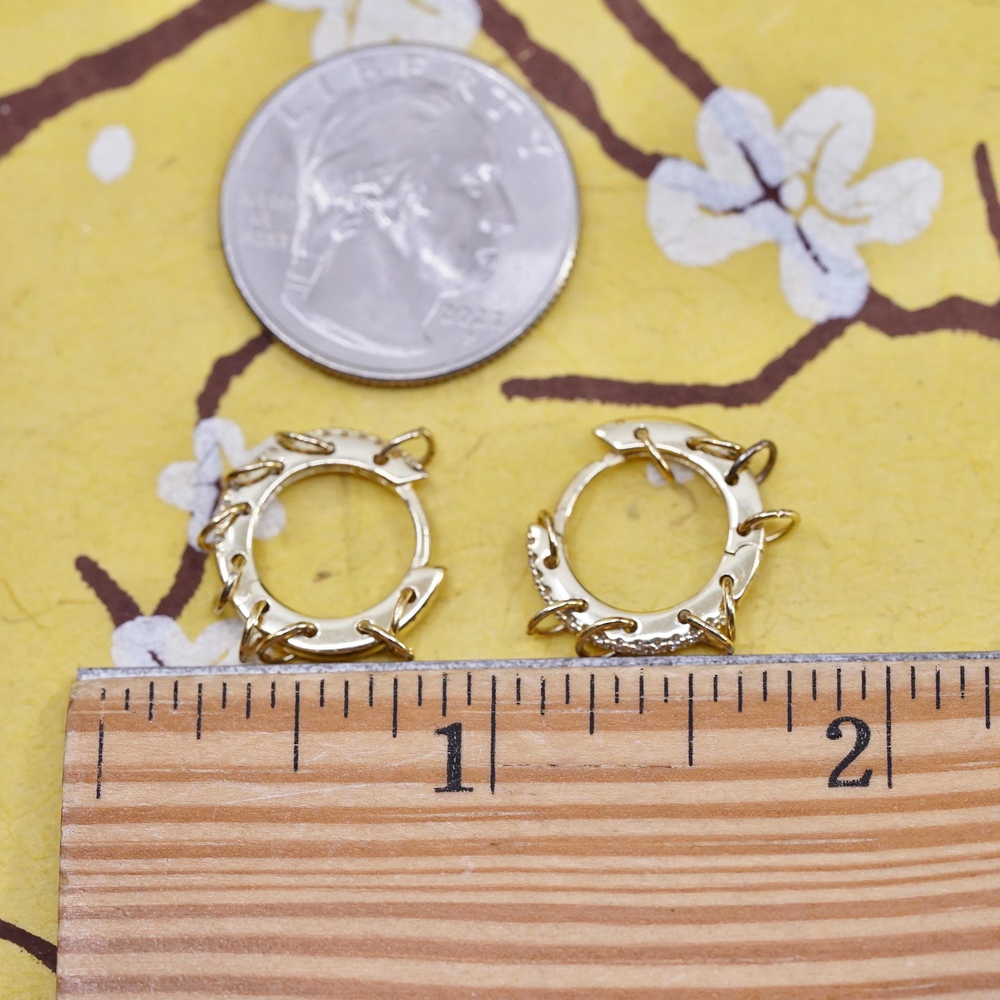 0.5", vermeil gold Sterling silver earrings, 925 huggie hoops cz small rings