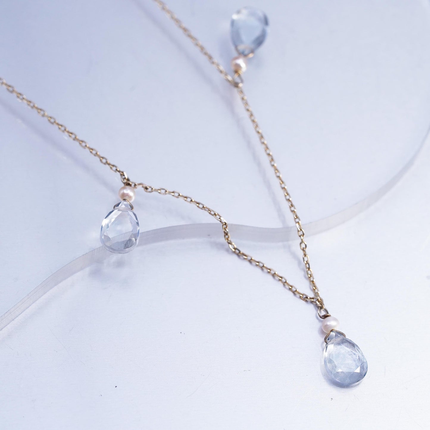 16+2" vermeil gold plated Sterling 925 silver circle necklace teardrop pendant