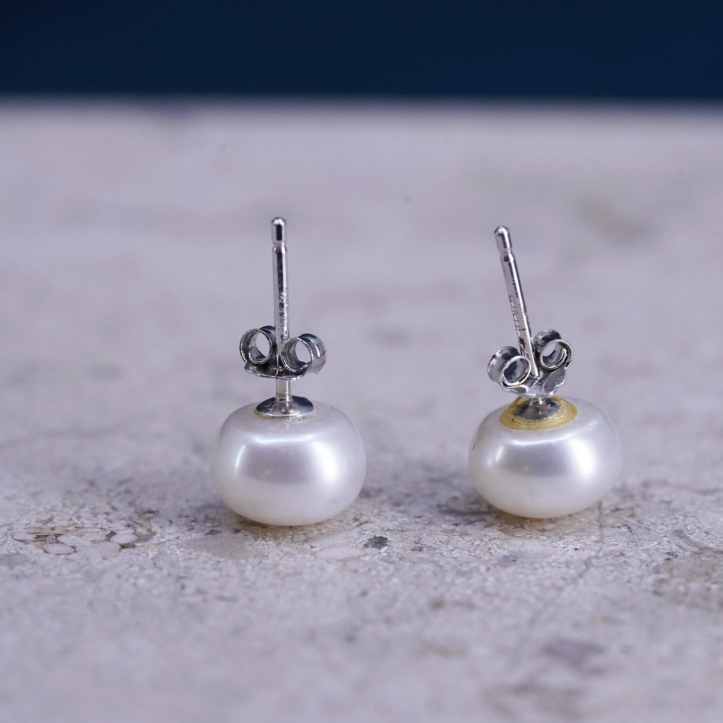 7mm, Sterling 925 silver with freshwater pearl studs earrings