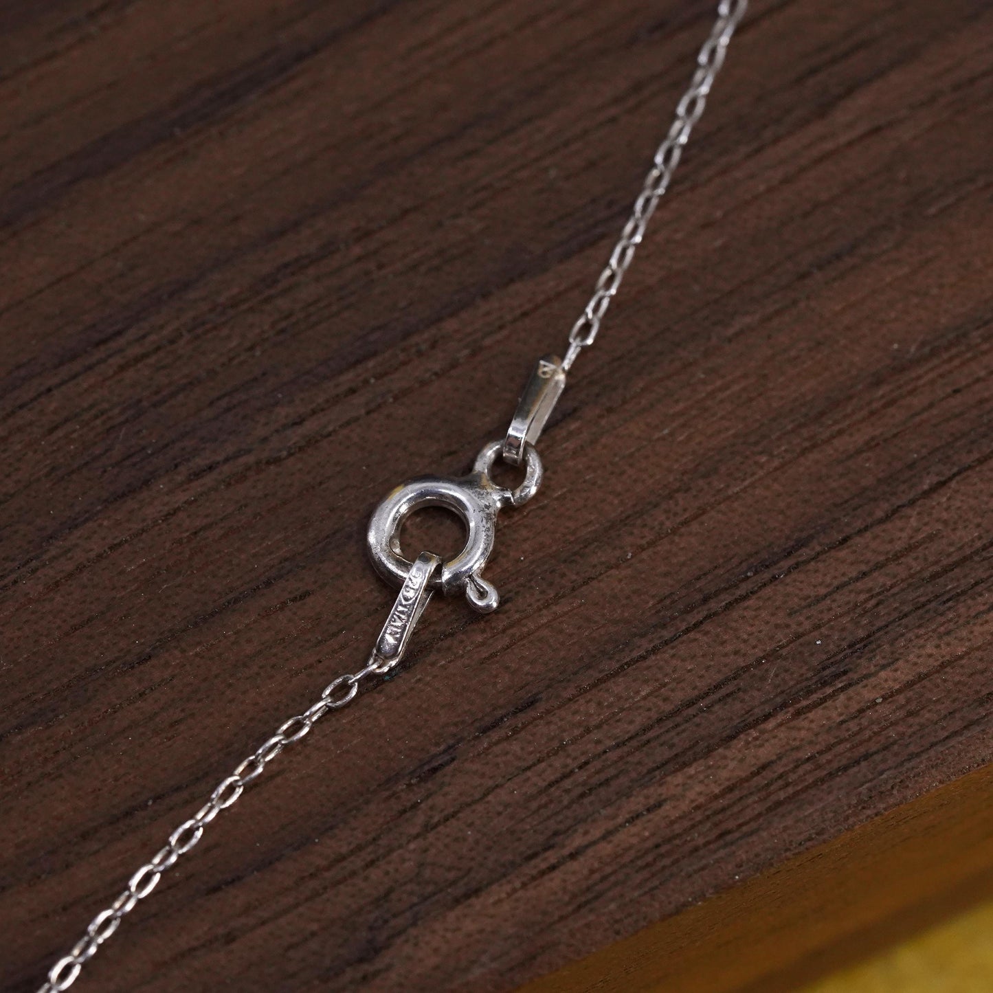18", vintage Sterling silver necklace, Italy 925 circle chain with cz pendant