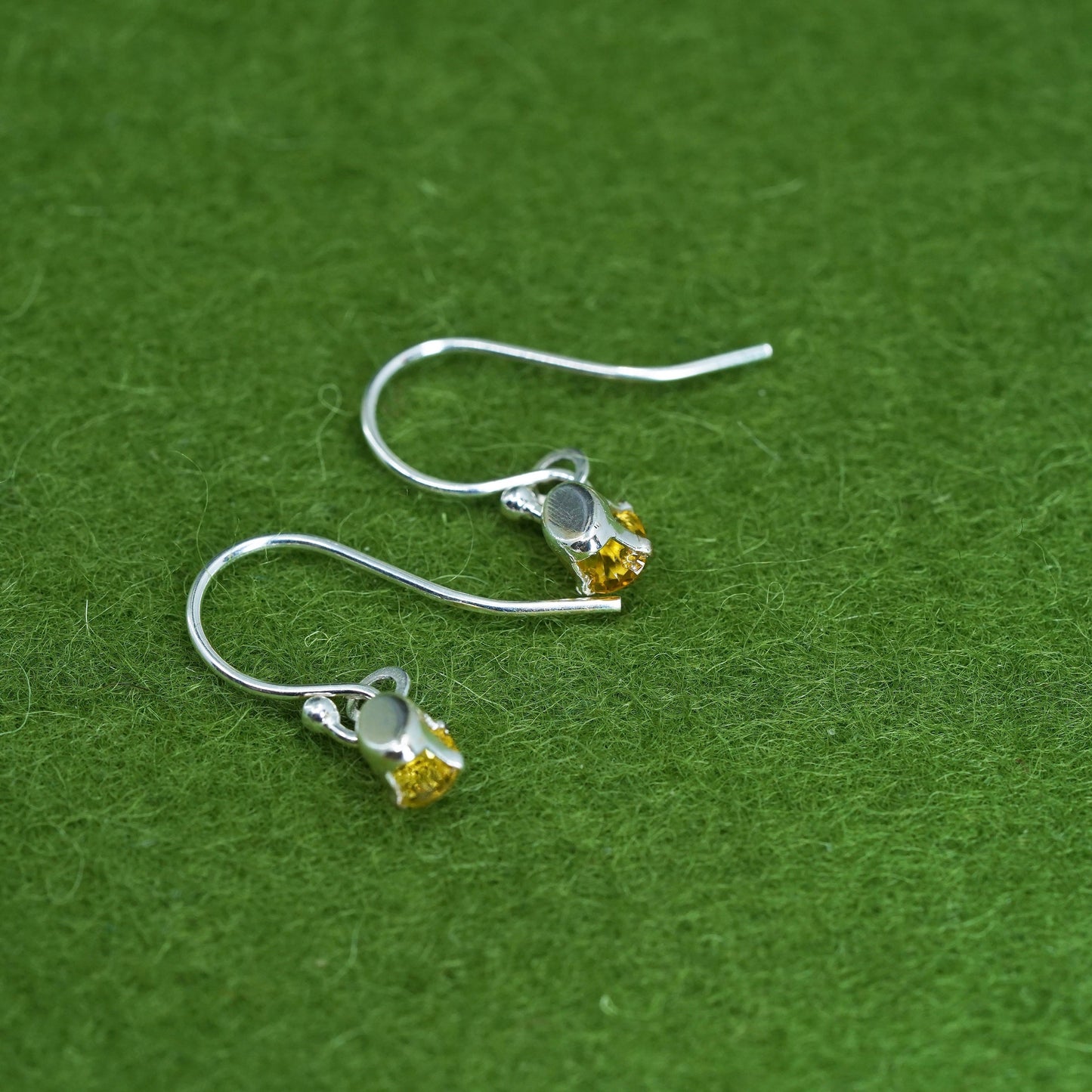 Vintage Sterling 925 silver handmade earrings with citrine