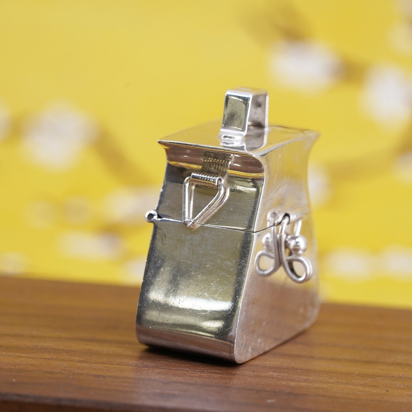Vintage Mexican Sterling silver prayer box pendant, 925 handbag locket charm