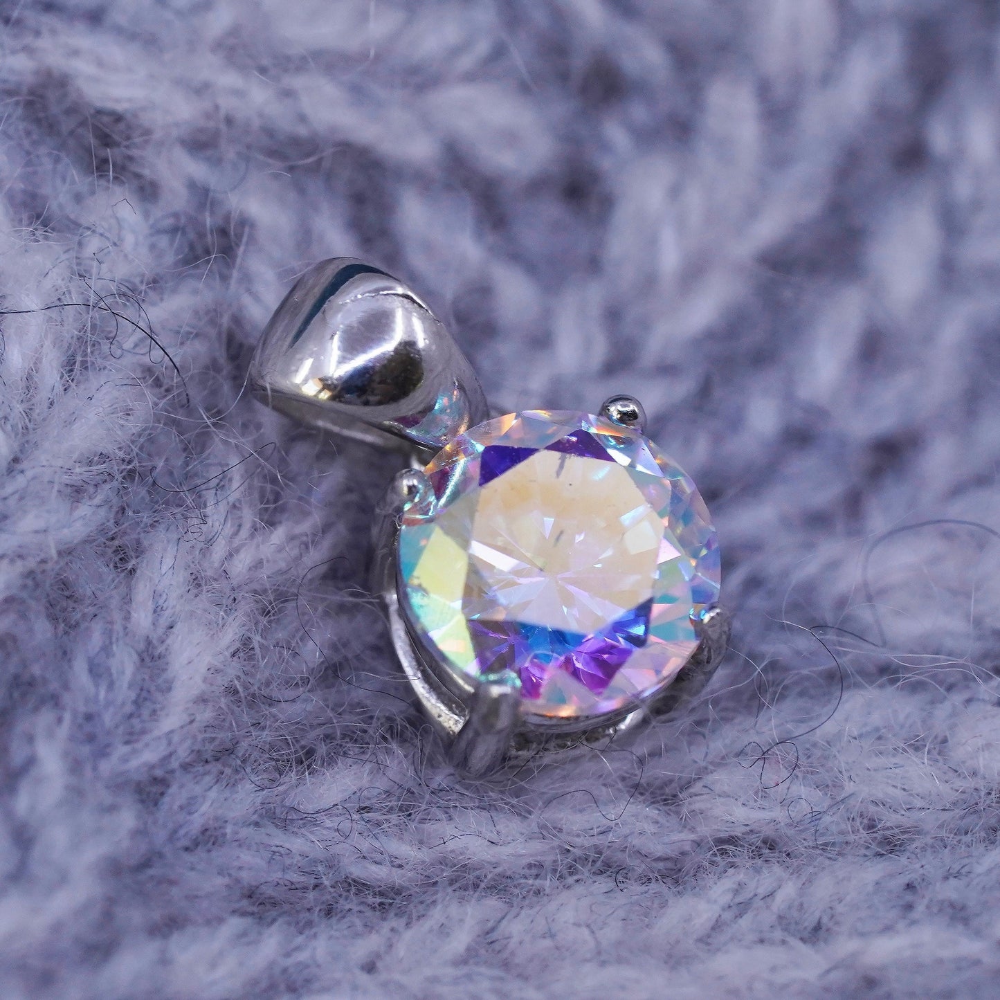 vintage Sterling 925 silver handmade pendant with cz