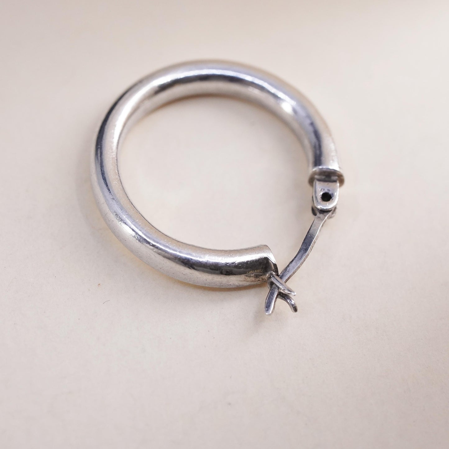 1", Vintage sterling silver single earring, fashion minimalist primitive hoop