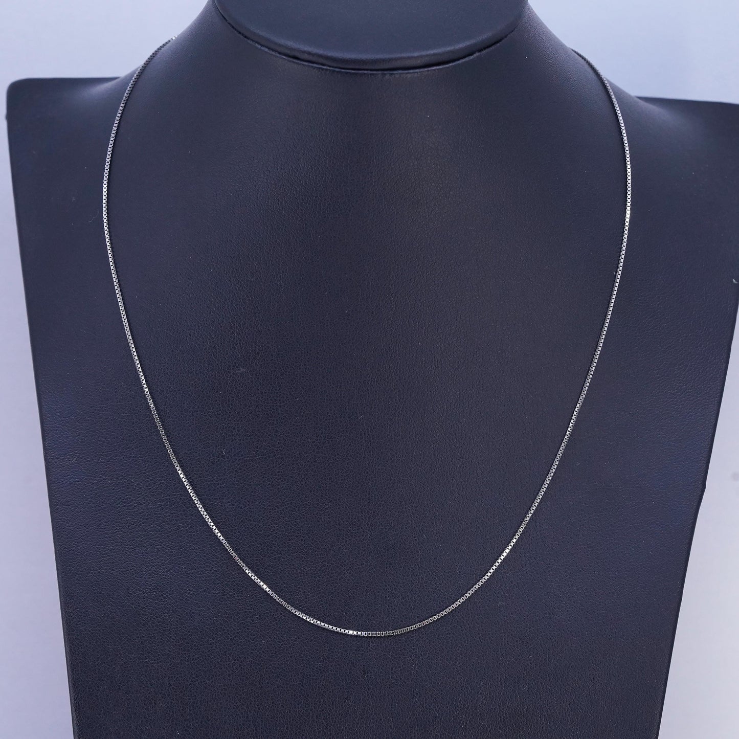 17+1" 1mm, vintage Italian 925 silver box chain necklace