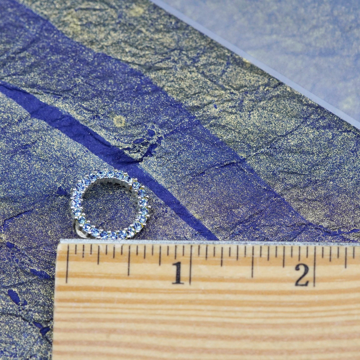 0.5”, Vintage Sterling silver handmade pedant, 925 circle with cluster crystal