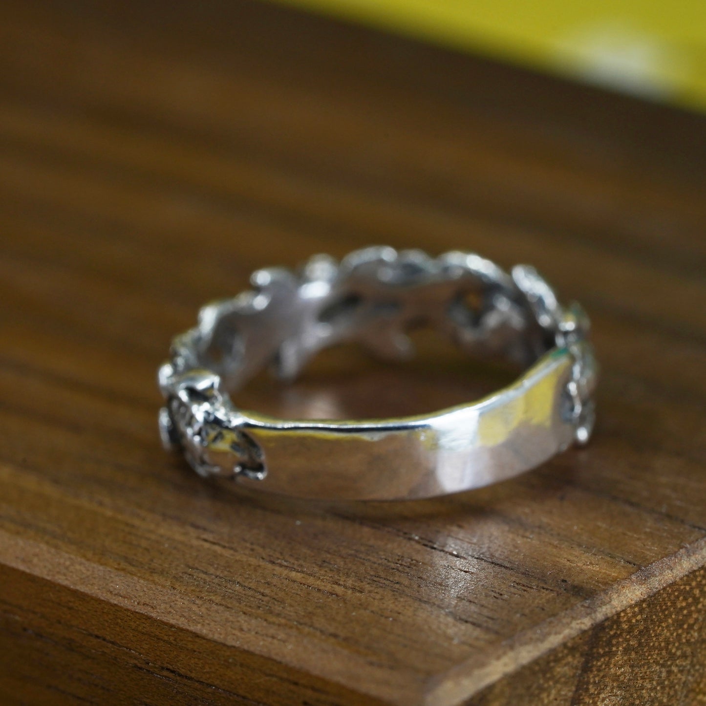 Size 8.25, vintage Mexico Sterling silver handmade ring, 925 sea turtle band