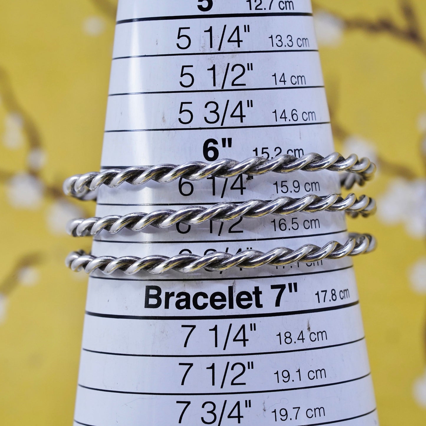 6.5”, Vintage Sterling silver handmade bracelet, 925 wide twisted cable cuff