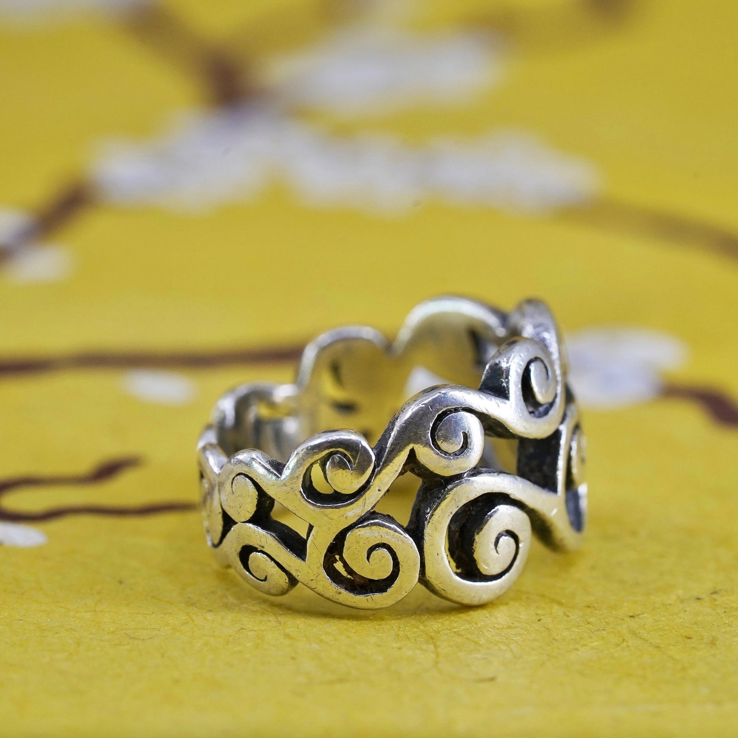 Size 5, vintage Brighton Sayan Sterling 925 silver handmade spiral swirly ring