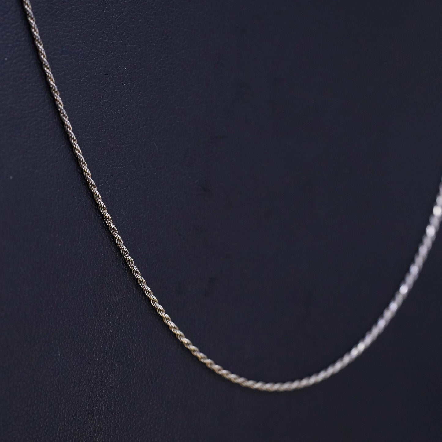20" 1.6mm, vintage Sterling silver necklace, 925 Singapore rope chain