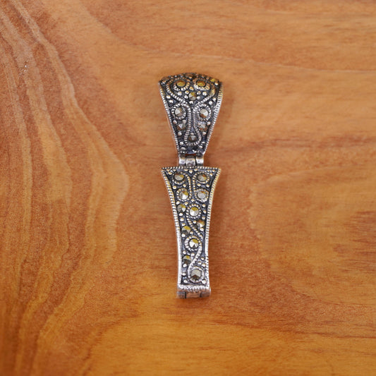 Vintage Sterling 925 silver handmade pendant with marcasite details