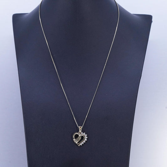 18", gold plated Sterling 925 silver box necklace cz heart pendant mom cutout