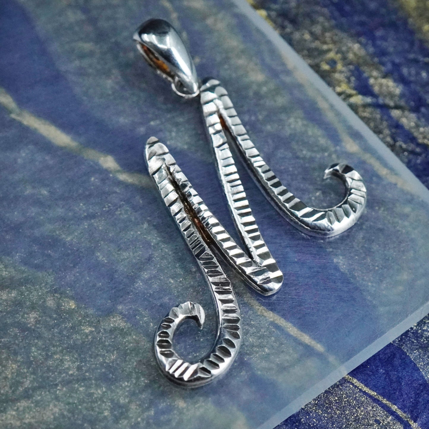 Vintage sterling silver handmade pendant, 925 charm, letter “M”