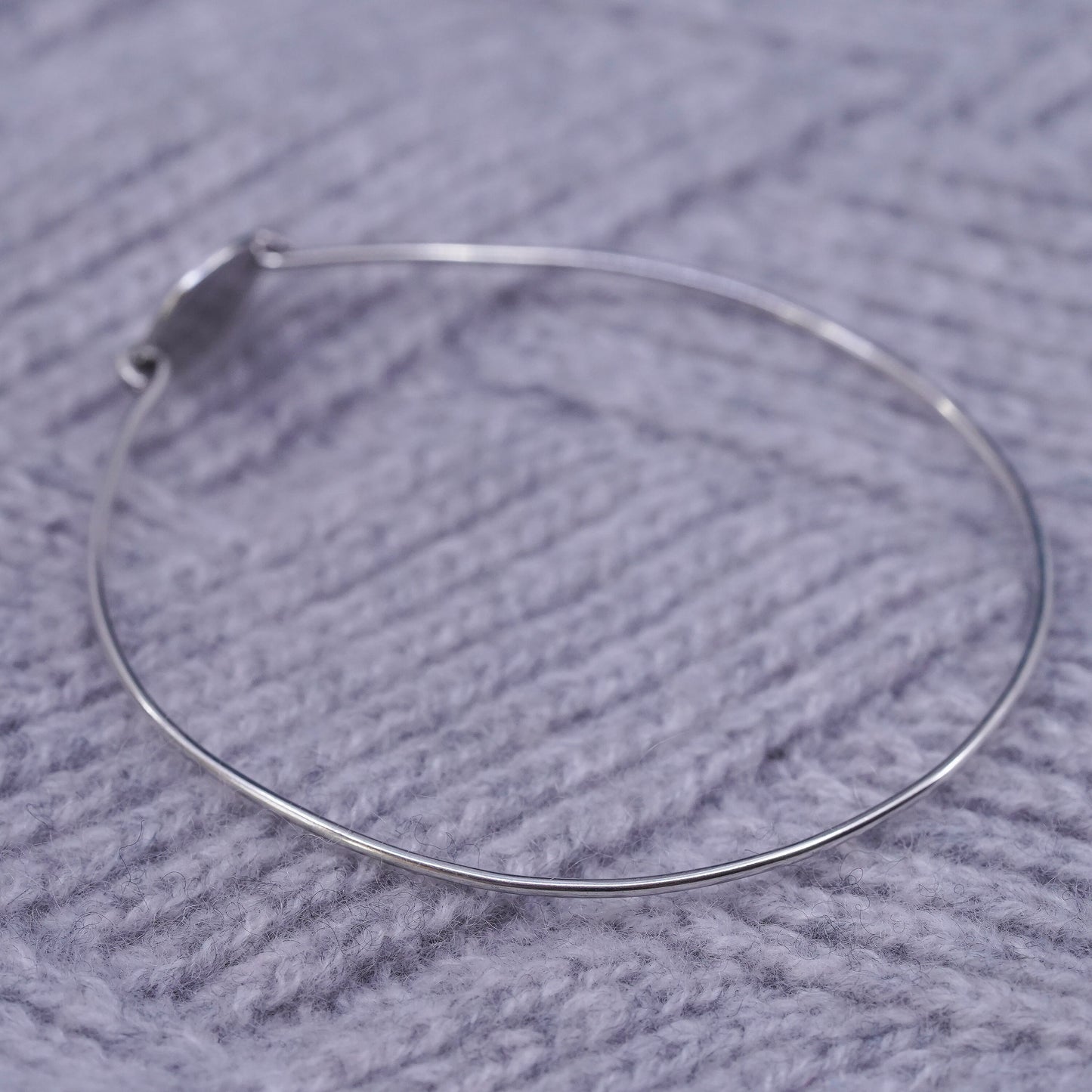 8", vintage Sterling silver handmade bracelet, 925 hinged bangle with letter M