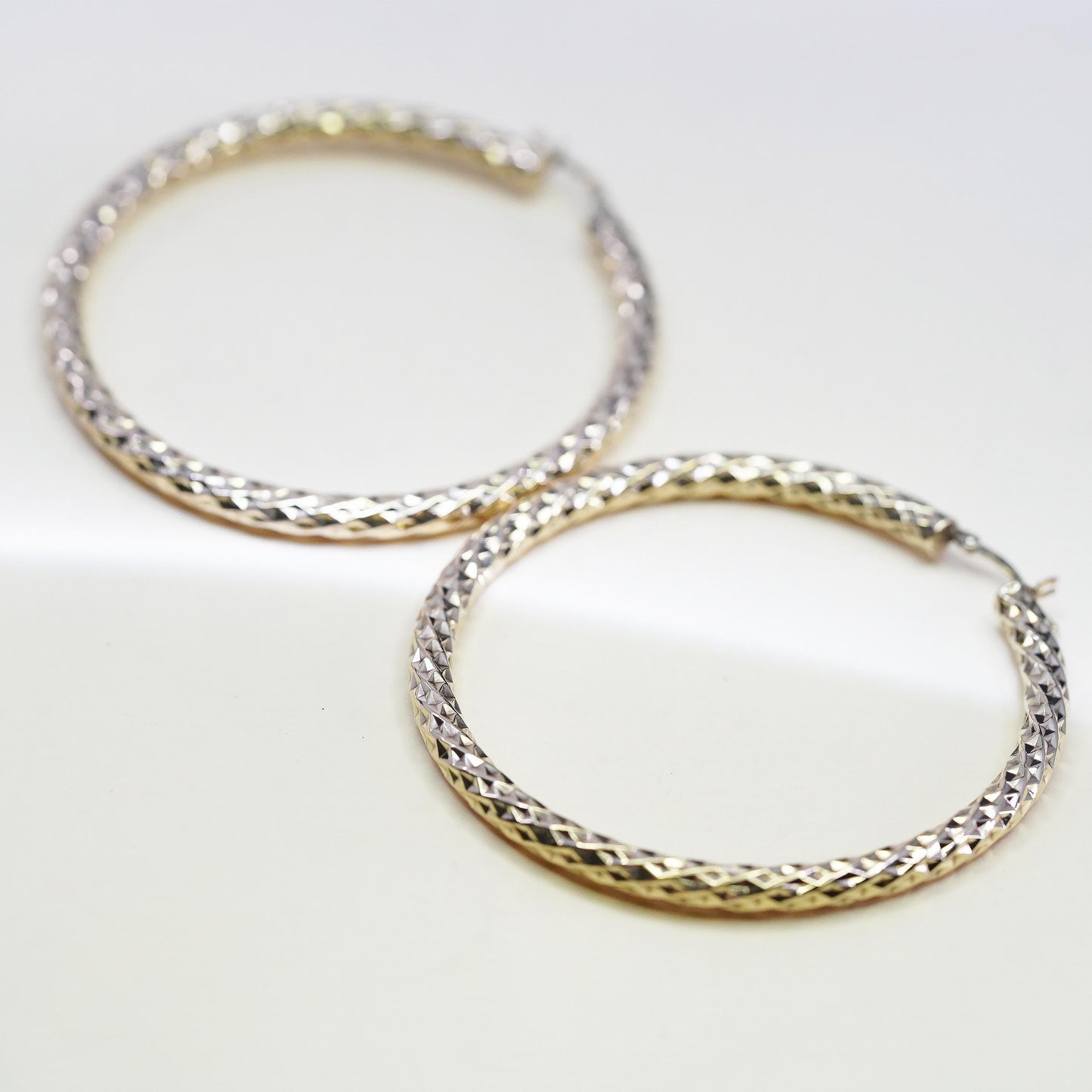 2.25”, Italian Vior yellow gold plated sterling silver 925 hoops earrings