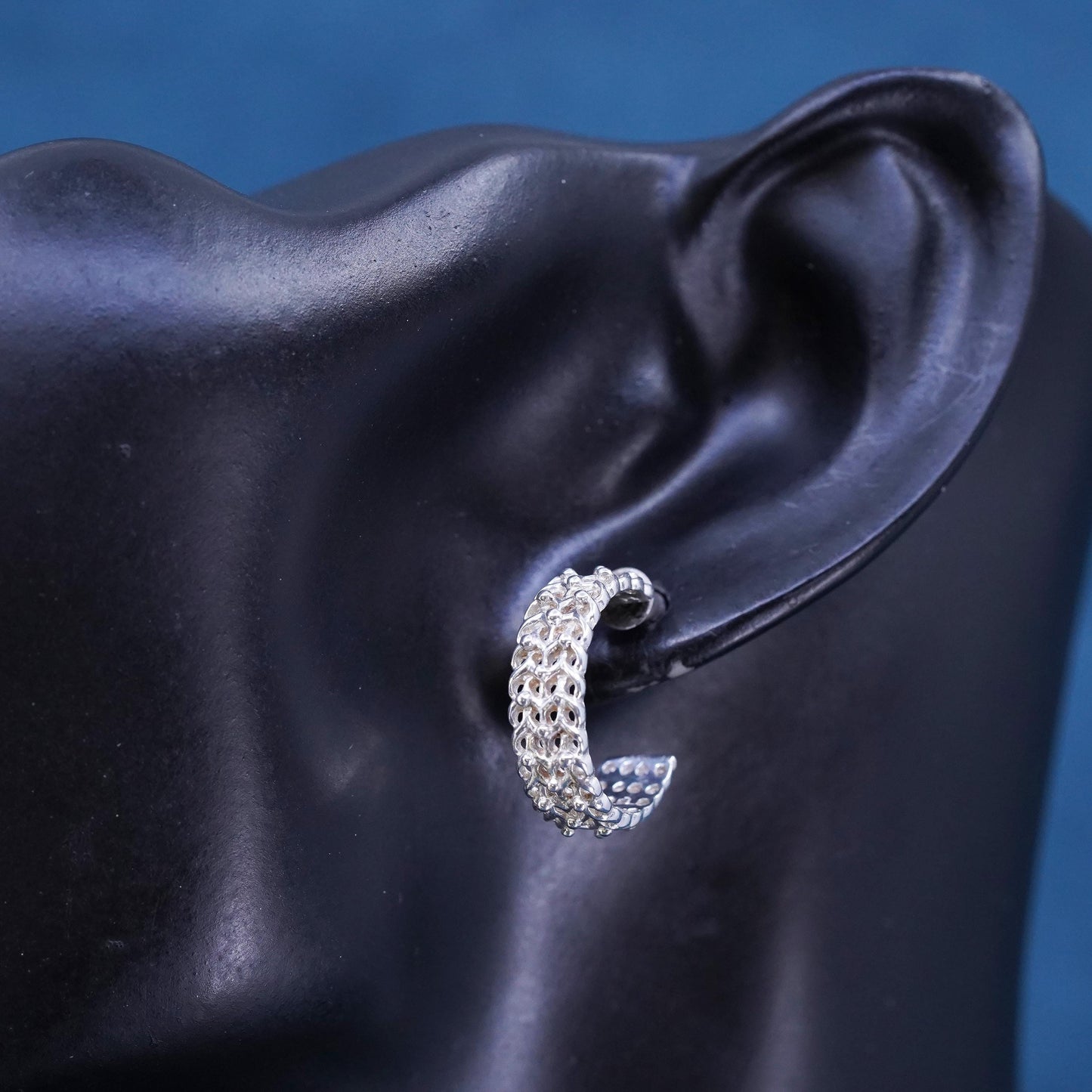 0.75”, southwestern Sterling Silver handmade Earrings 925 textured huggie studs