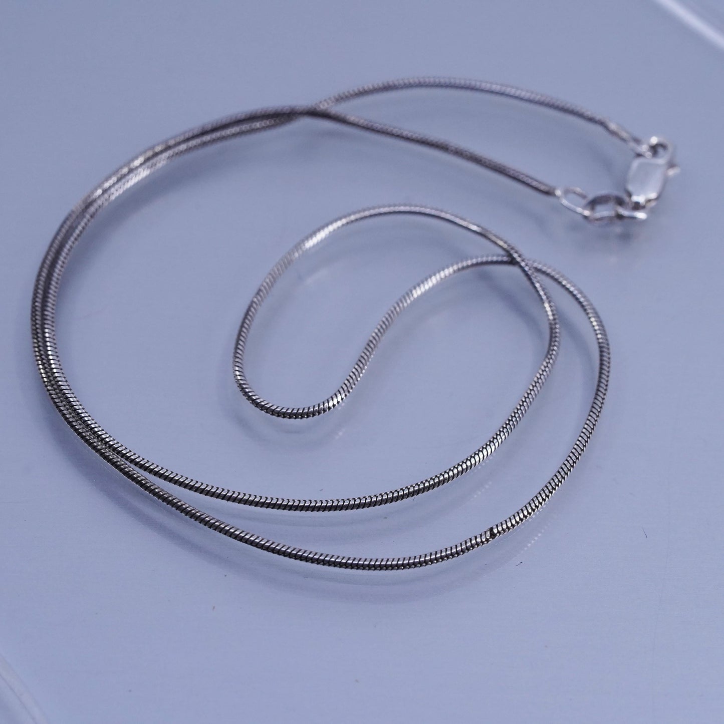18” 1mm, vintage Sterling 925 silver snake chain necklace
