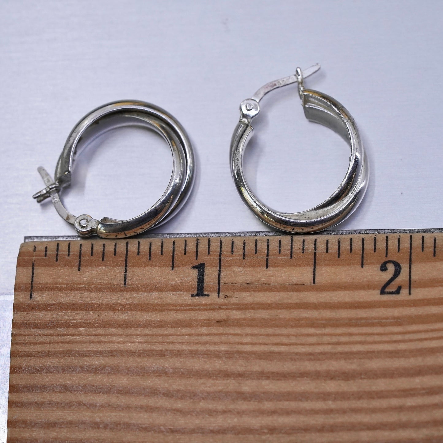 0.75”, Vintage Sterling 925 silver handmade earrings, 925 entwined hoops
