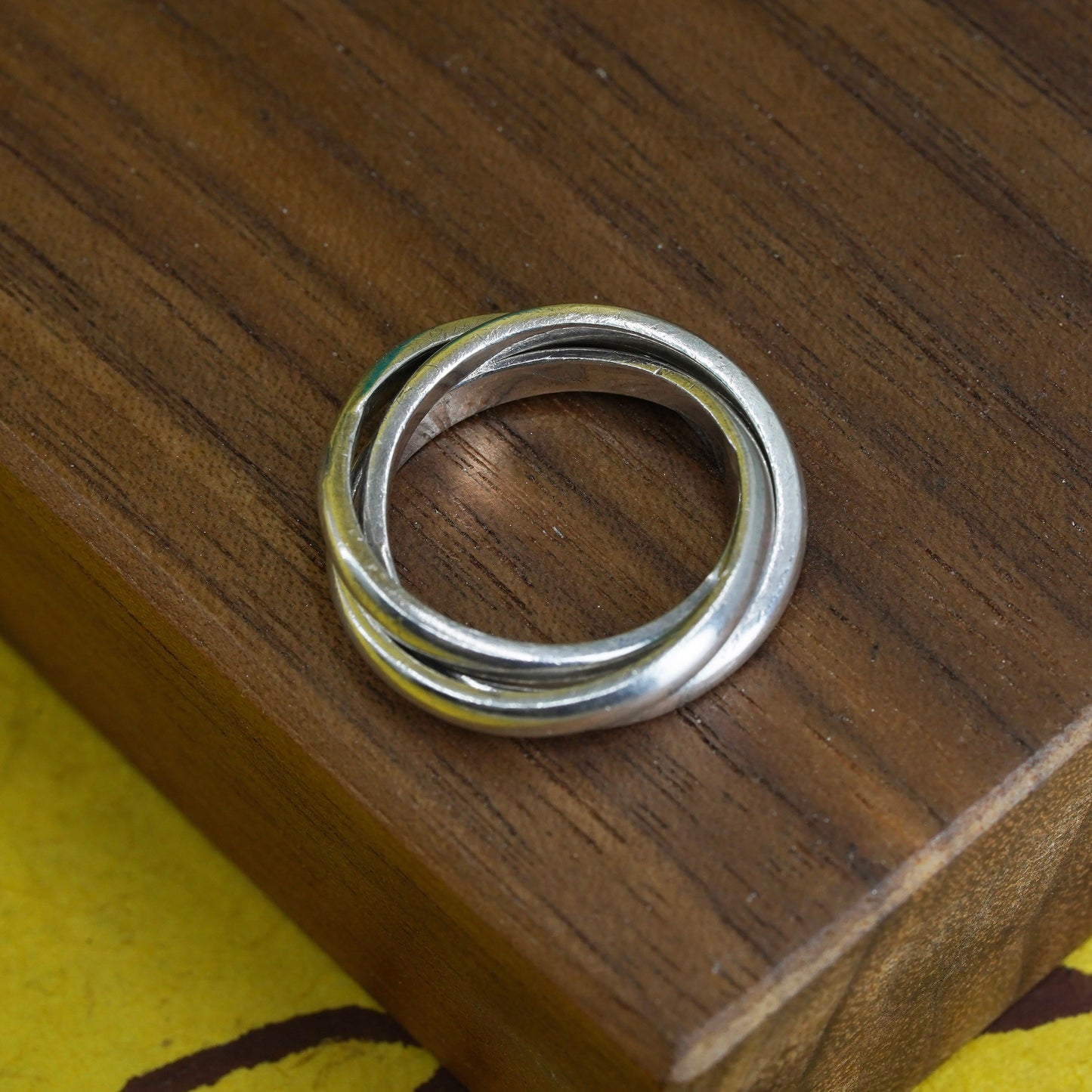 size 4.75, vintage Sterling silver handmade ring, 925 entwined band