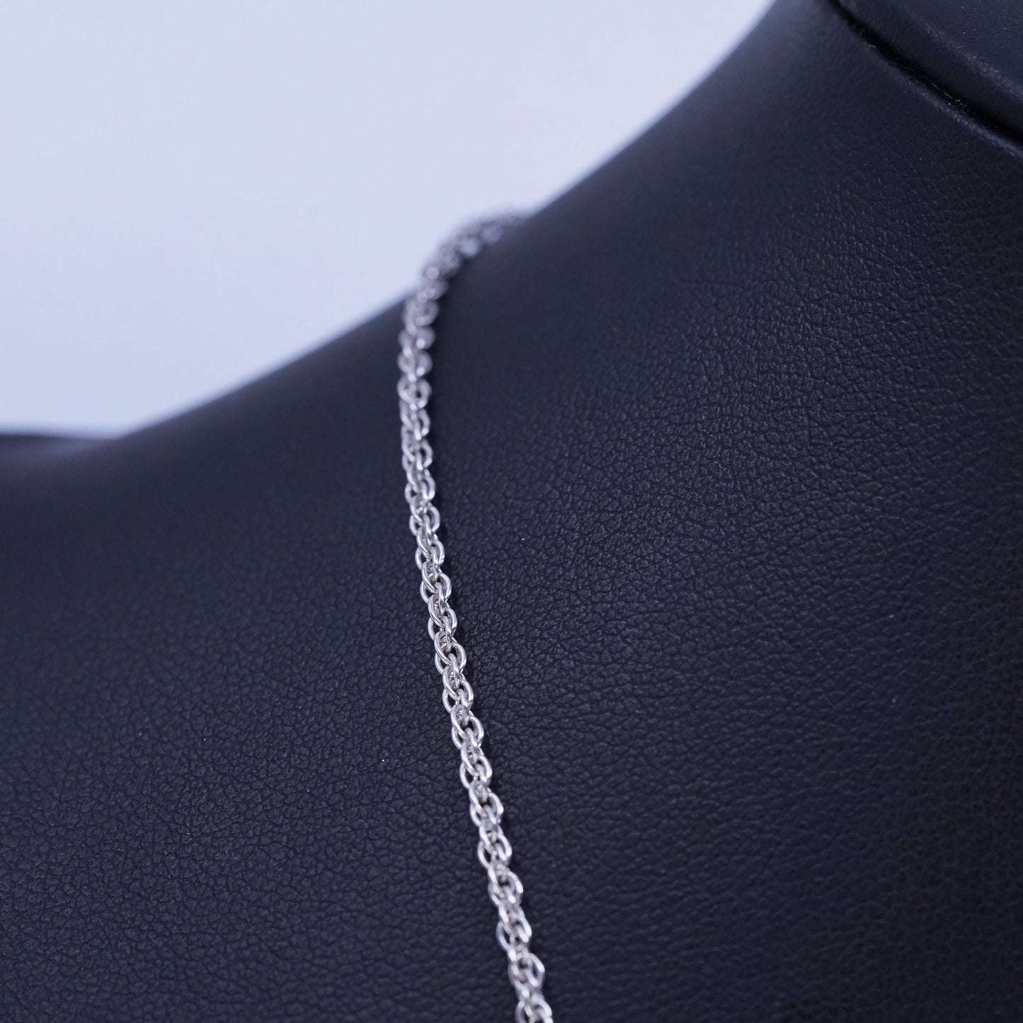 17” 2mm, vintage Italian Sterling 925 silver Singapore rope chain necklace