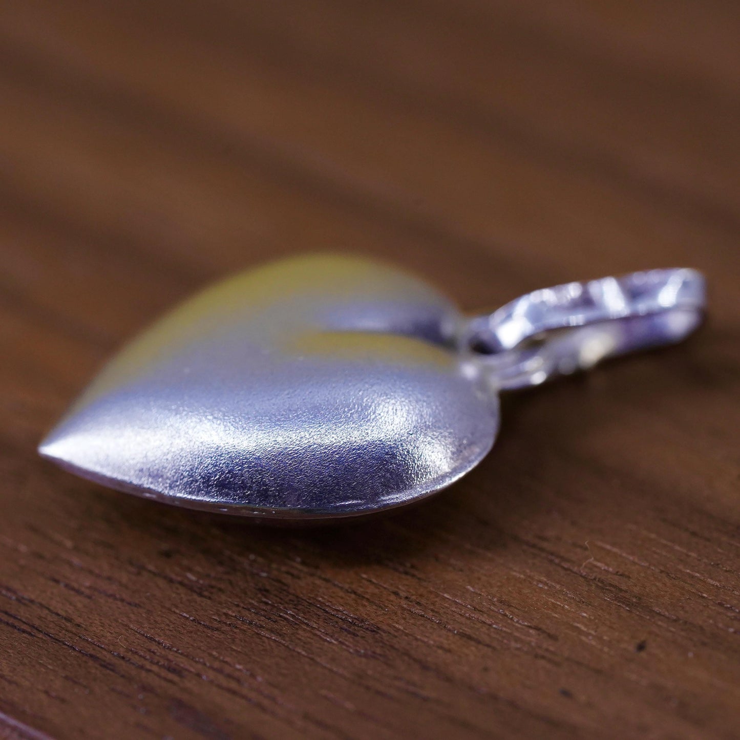 Vintage Sterling silver handmade heart pendant, puffy 900 silver charm