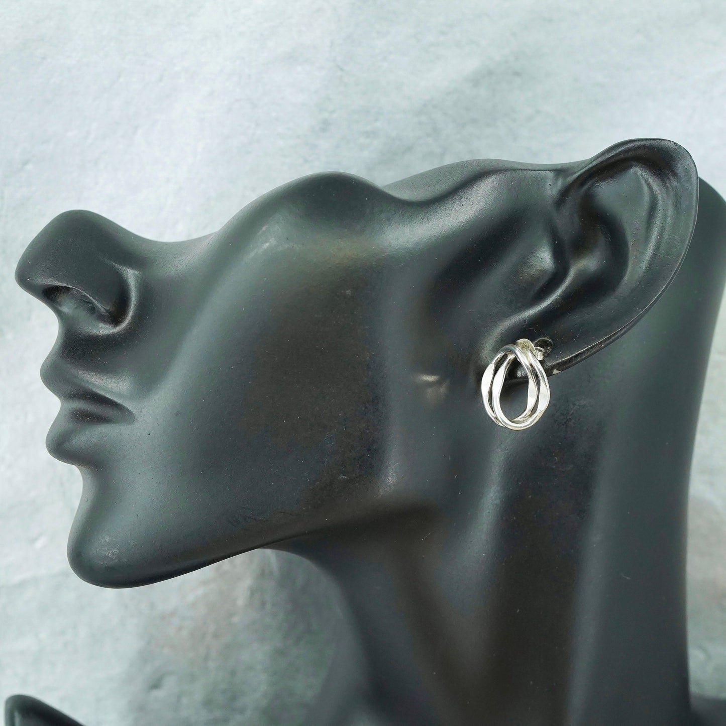 Vintage Sterling 925 silver handmade earrings, oval studs