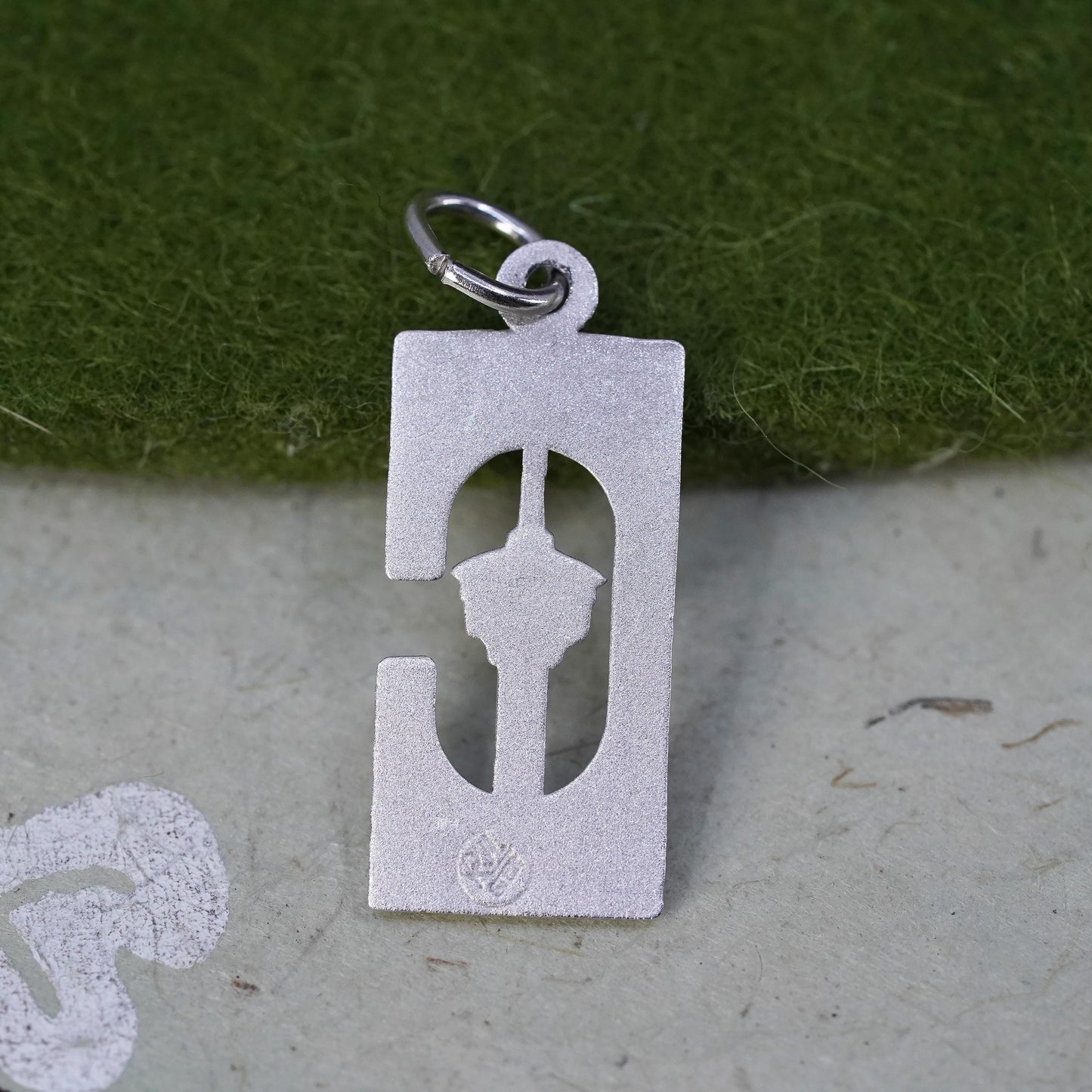 Vintage world traveler Sterling silver handmade pendant, 925 Calgary Tower