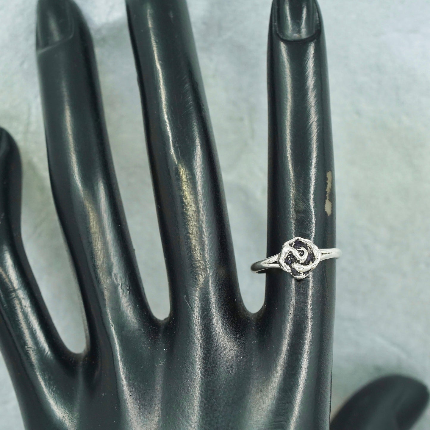 Size 6, vintage Sterling 925 silver handmade rose ring