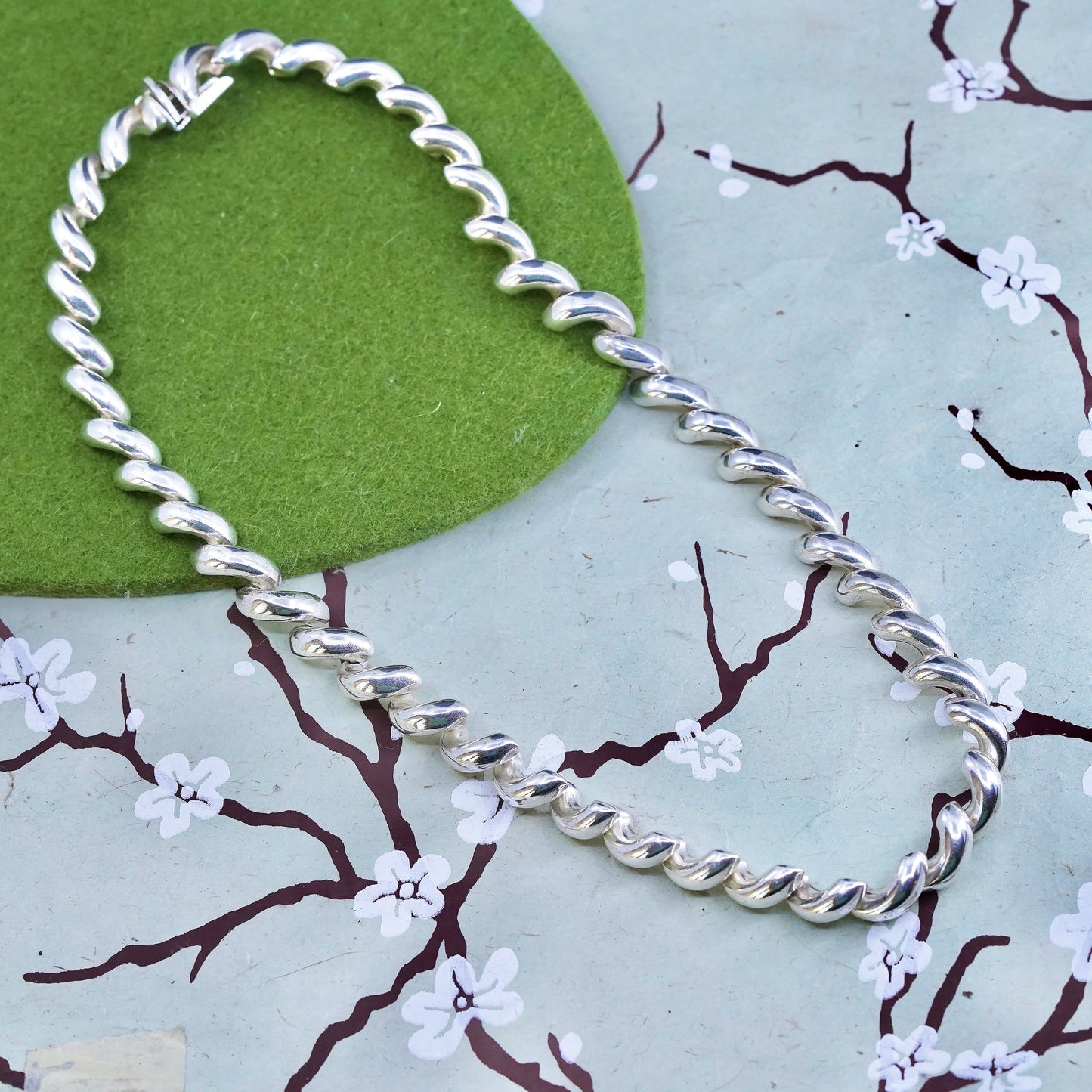 18", 10mm, Vintage Italian sterling silver necklace, 925 San Marco chain