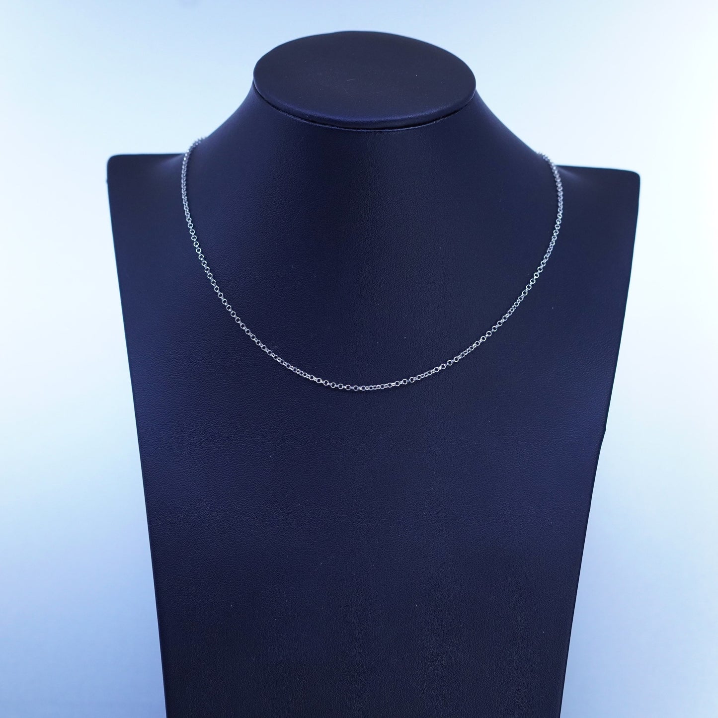 18” 1mm, vintage Italy Sterling 925 silver circle chain necklace