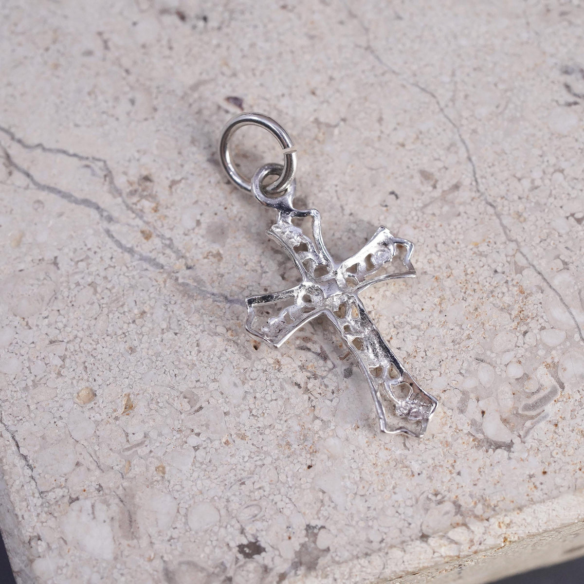 Vintage Sterling silver Handmade charm, 925 filigree cross pendant