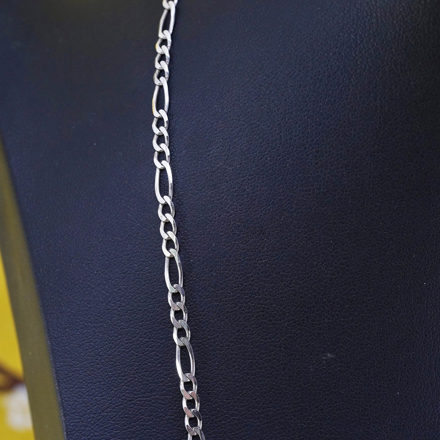 24" 4mm, vintage Italian sterling silver bold elongated chain, 925 necklace