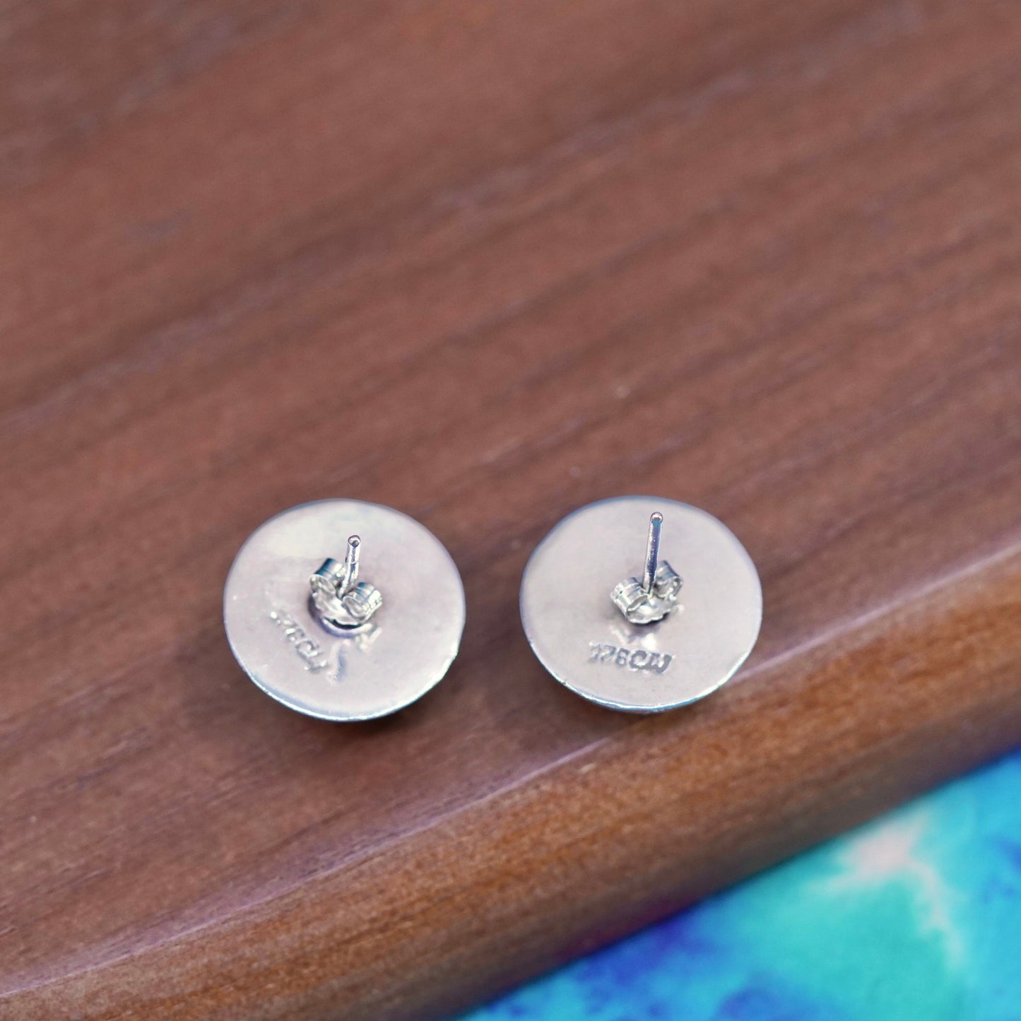 Vintage Sterling silver handmade earrings, 925 textured studs